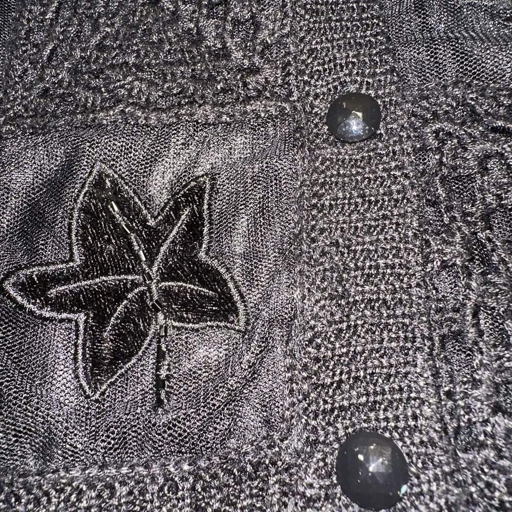 Vintage 90's Teddi‎ Button-Up Cardigan Sweater Black 3D Embroidered Women's L - Picture 6 of 11